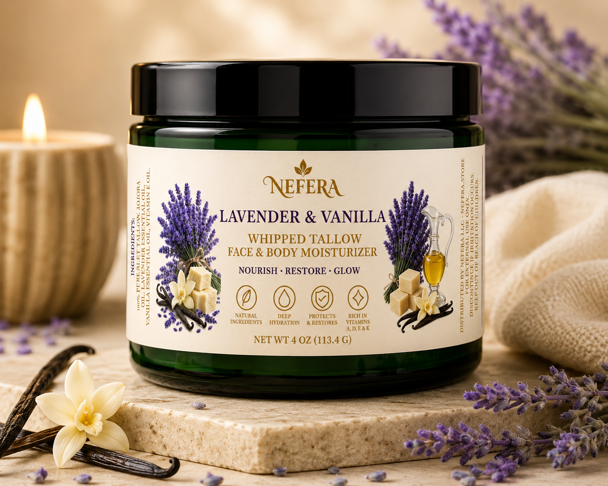 NEFERA Crema Hidratante de Sebo Batido de Lavanda y Vainilla (4 oz)