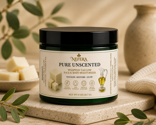 NEFERA Hidratante de Sebo Batido Puro sin Aroma (2 oz)