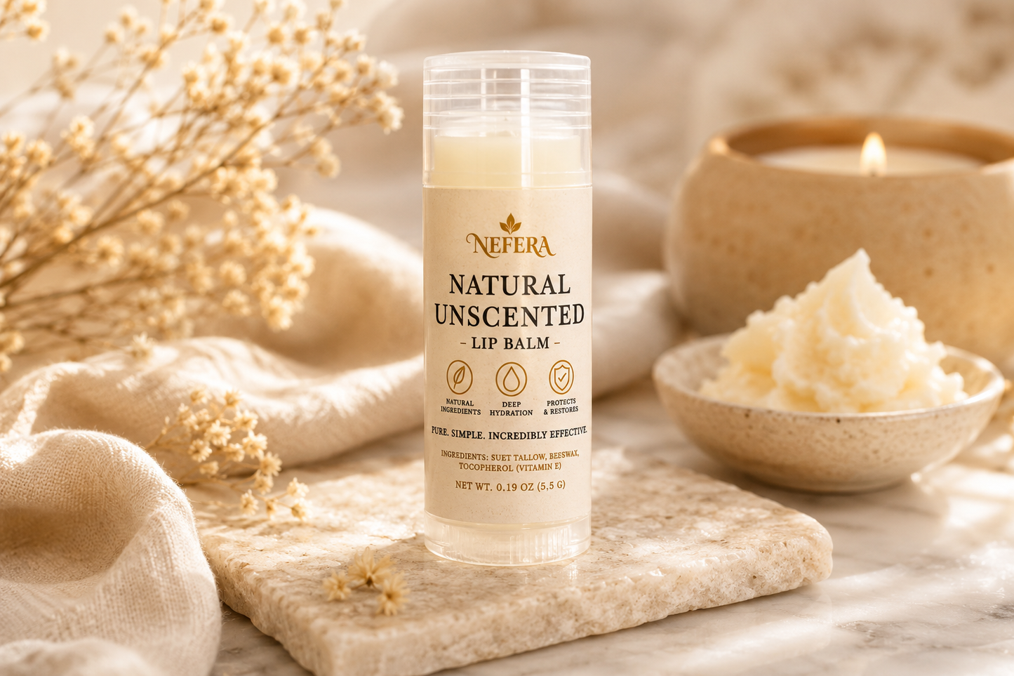 NEFERA Unscented Pure Lip Balm