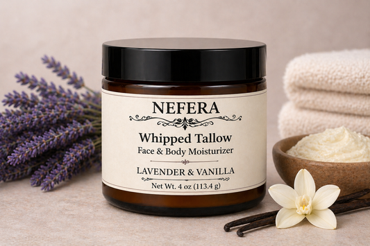 Crème hydratante fouettée au suif Lavande & Vanille NEFERA (113 g)