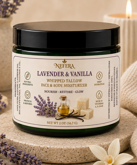 NEFERA Crema Hidratante Batida de Sebo con Lavanda y Vainilla (2 oz)